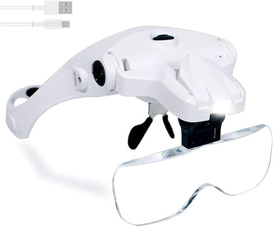 Hands Free Headband Magnifying Glass, USB Charging Head Magnifier by NZQXJXZ