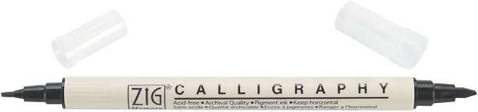Zig Memory System Calligraphy Dual Tip Marker, Pure Black by Kuretake