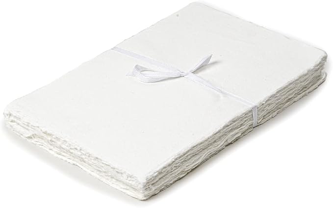 LEATHER VILLAGE Handmade Rough Textured Watercolor Paper 7.5x11.5 in White | 50 by LeatherVillage