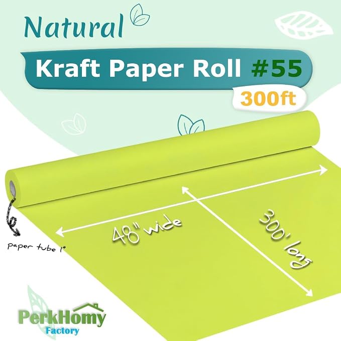 PerkHomy Neon Green Kraft Paper Roll 48" x 3 - Image 2