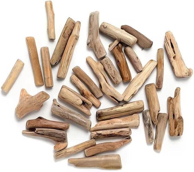 20 Pcs Natural Driftwood Pieces Branch Slices Craft Sticks Beach Decor DIY by Unknown