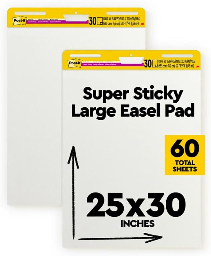 Post-it Super Sticky Easel Pad, 25 x 30 Inches, 30 Sheets Per Pad, 2 Pads by Unknown