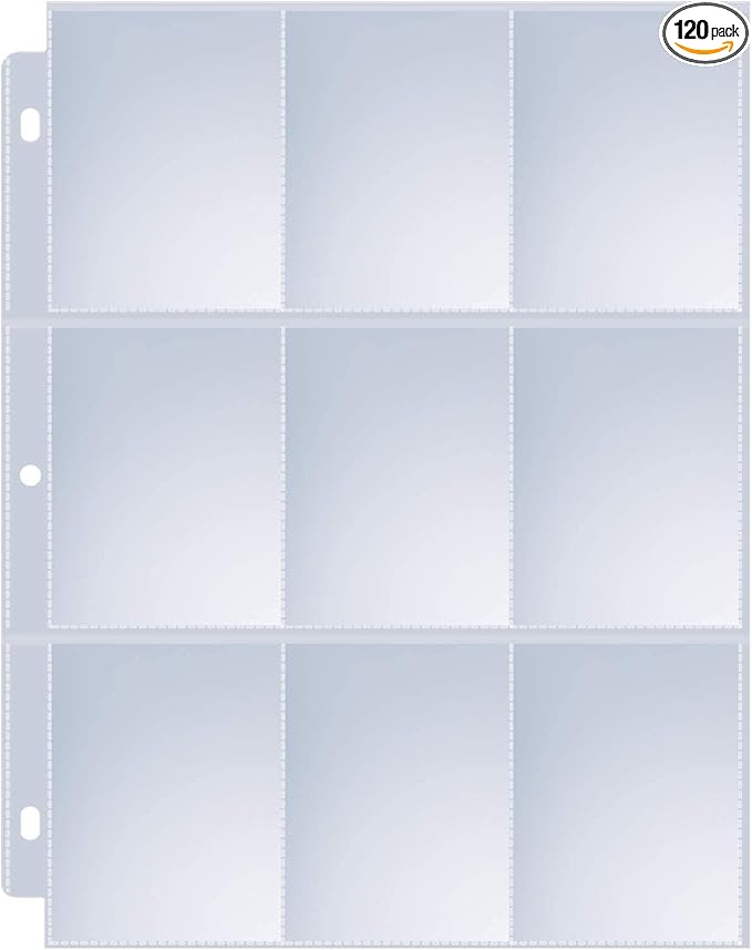 120 Pack 9 Pocket Page Protectors, Sooez Single Sided Trading Card Sleeves by Sooez