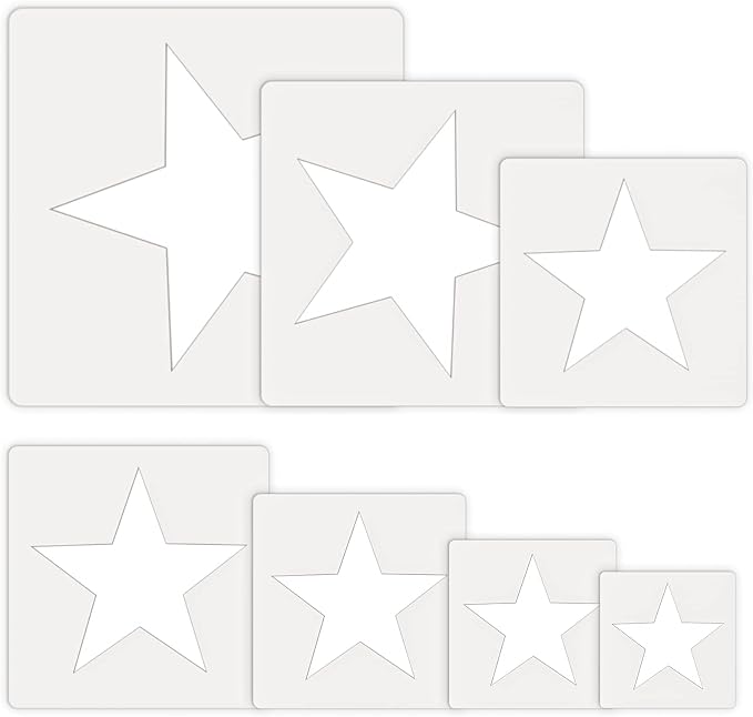 Teling 14 Pieces Large Stencil for Painting on Wood Plastic 5 Point Template by Teling