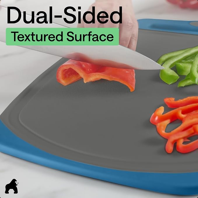 GORILLA GRIP BPA-Free Reversible Kitchen Cutting Board Set of 3, US Designed - Image 6