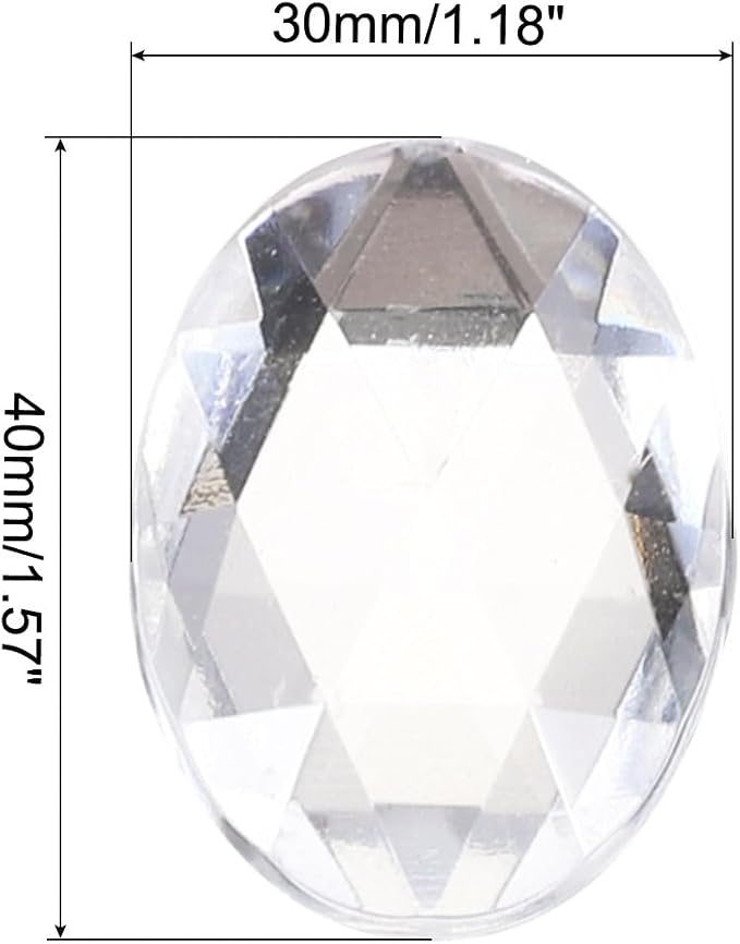 MECCANIXITY 10Pcs Acrylic Oval Gems 30x40 mm Flat Back Artificial Rhinestones - Image 2