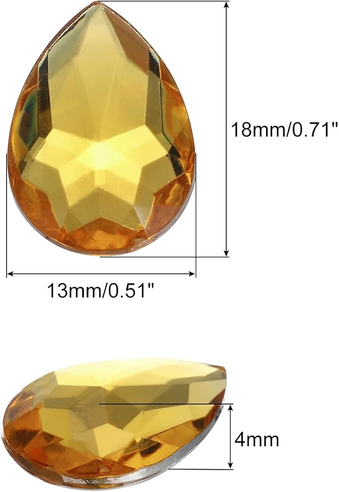 MECCANIXITY 50PCS Flat Back Acrylic Teardrop Gems 13x18mm Artificial Rhinestones - Image 2