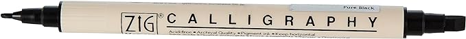 Zig Memory System Calligraphy Dual Tip Marker, Pure Black Pack of 6 by Zig