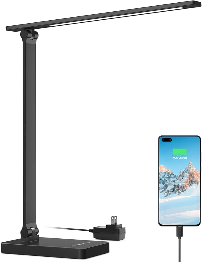 Lepro LED Desk Lamp with USB Charging Port, 650LM Dimmable Home Office Touch by Lepro