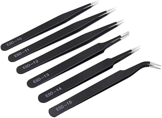 6PCS Precision Tweezers Set, Upgraded Anti-Static Stainless Steel Curved of by Unknown