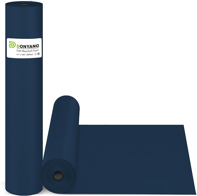 Navy Blue Wrapping Paper, Eid Father's Day Birthday Bouquet Flower Gift Wrap by Donyang