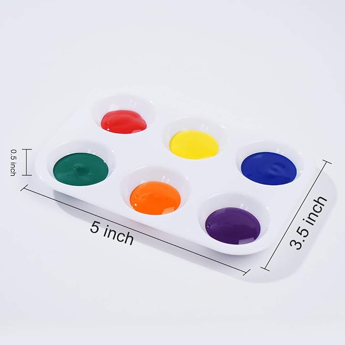 30 PCS White Plastic Paint Palettes 6 Well Rectangular Watercolor Palette - Image 2