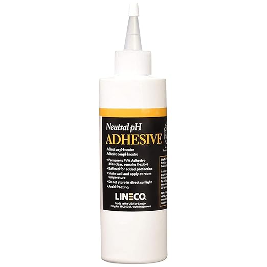LINECO Neutral pH Adhesive 8 Oz, All-purpose Glue, Dries Clear and Remains by Lineco