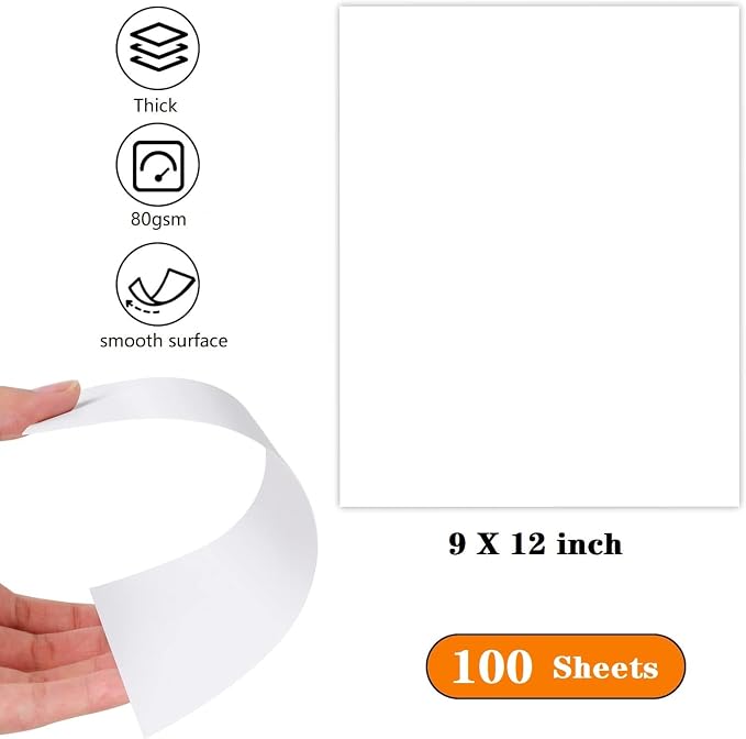 9"x12" White Paper for Art Craft 100 Sheets Drawing Paper for Sketching - Image 2
