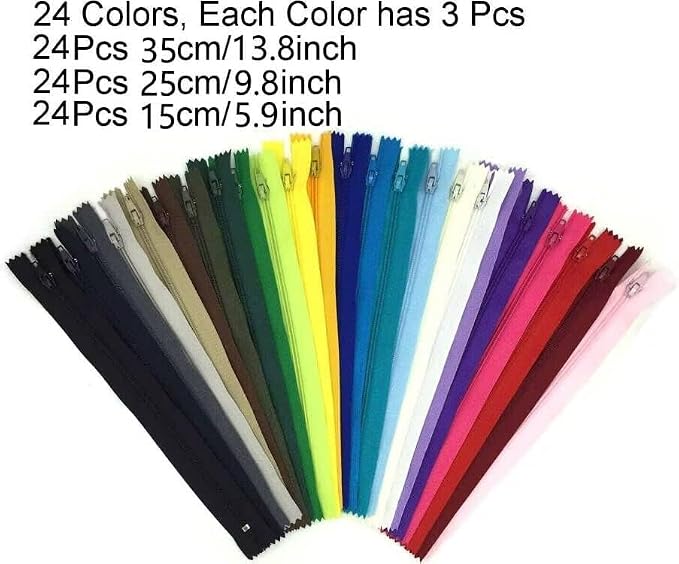 Zippers, DOITEM 72 Pcs Zippers for Sewing 6 Inch 10 Inch 14 Inch Multicolor - Image 6