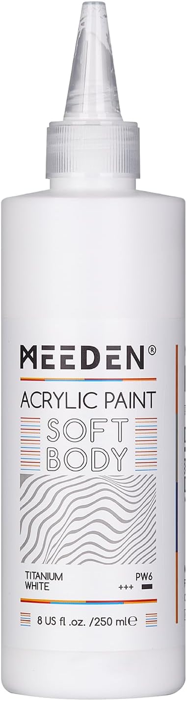MEEDEN Titanium White Acrylic Paint: Matte Finish 250ml/8.45oz Soft Body Bulk by MEEDEN