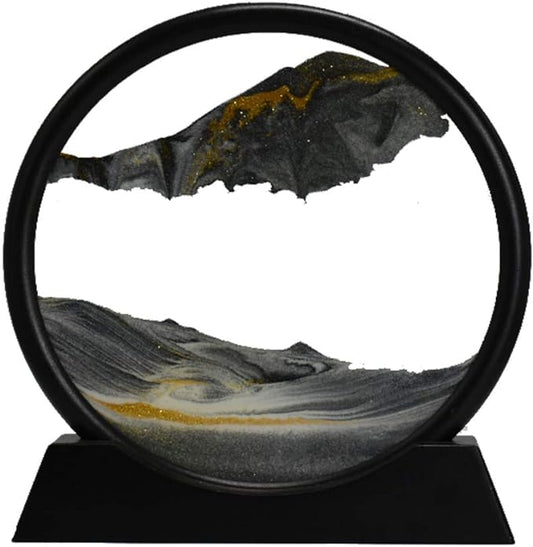 Aoderun Moving Sand Art Picture Round Glass 3D Deep Sea Sandscape in Motion by Aoderun