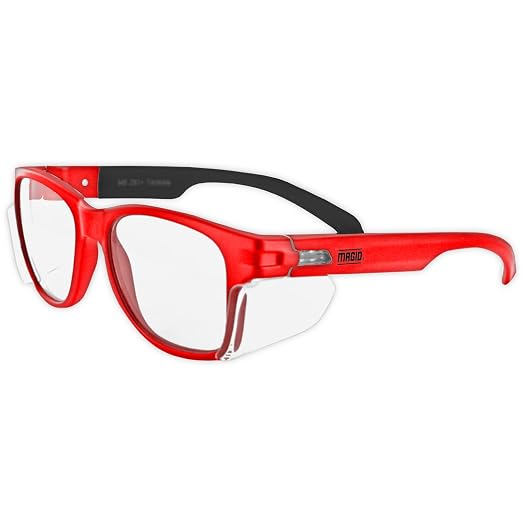 MAGID Y50 Safety Glasses for Construction | Red Frame — 24-Pack, ANSI Z87.1+ by MagidGloveSafety