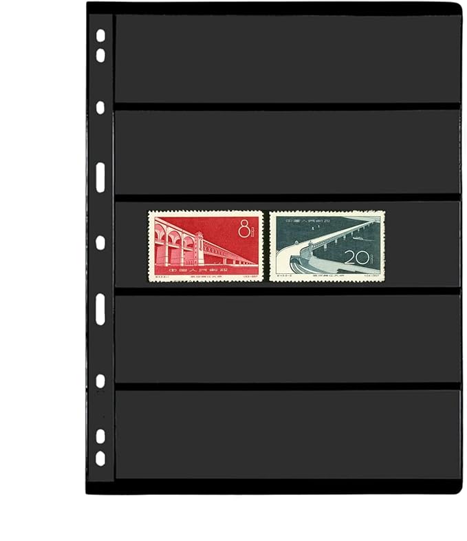 MUDOR 20 Sheets Stamp Pages for Collection Album Binder Book, 5 Pocket | 200 by MUDOR