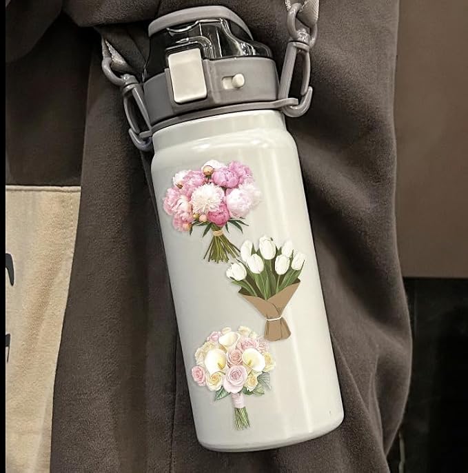 50Pcs Transparent Flower Bouquet Sticker Waterproof Vinyl Aesthetic Clear - Image 5