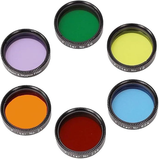 6-Piece 1.25-Inch Colorful Telescope Eyepiece Filter Kit by Unknown