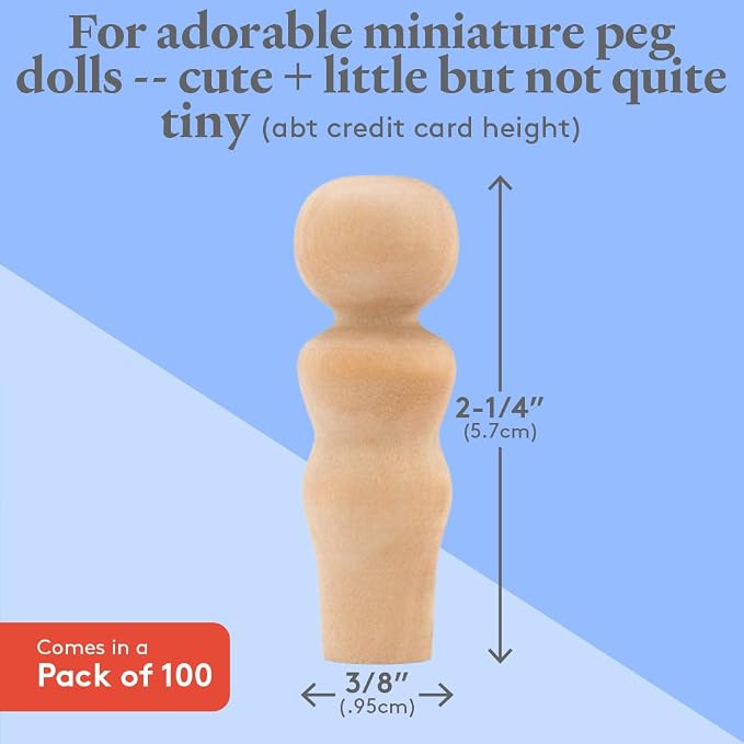 Wooden Peg Dolls Unfinished 2-1/4 inch, Mom Shape - Image 4