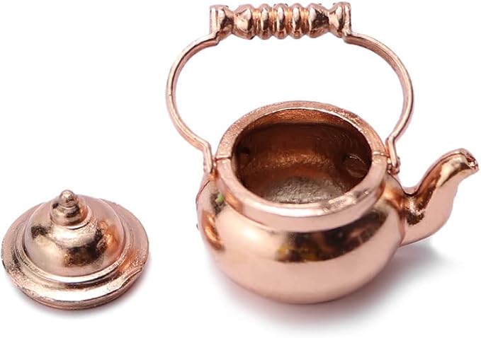 Dollhouse Miniature Vivid Teapot Tea Kettle 1:12 Scale Kitchen Copper Model - Image 8