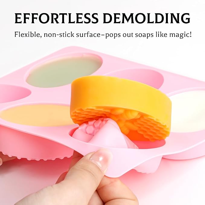 SJ Soap Molds 2 Packs, Oval and Rectangle 3D Honeycomb Silicone Soap Molds - Image 2