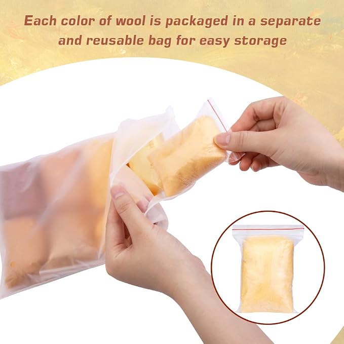Wonvoc 2.82 oz Needle Felting Wool, 80 g Nature Wool Roving Yarn, Hand Spinning - Image 3