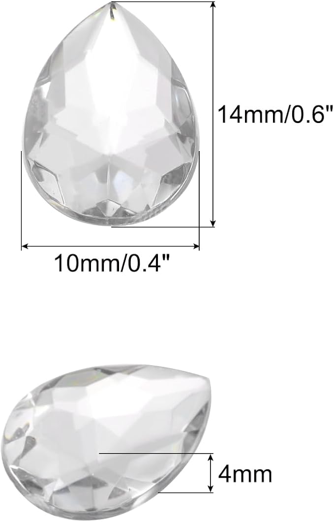 MECCANIXITY 50PCS Flat Back Acrylic Teardrop Gems 10x14mm Artificial Rhinestones - Image 2