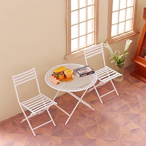 Dollhouse Miniature Bistro Table & Chairs Set Accessories Metal 1:12 Scale by Cuteminifulfillsallyourfantasiesabouttheminihomeinyourdreams