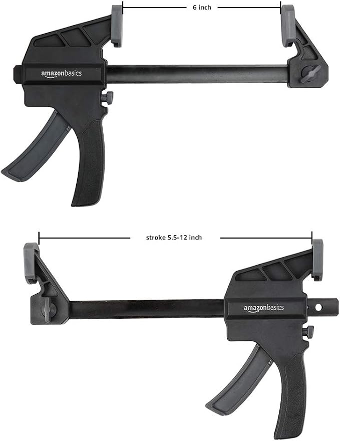 Amazon Basics 6-Piece Easy-to-Use One-Handed Trigger Clamp Set, 2 Pack of 4-inch - Image 3