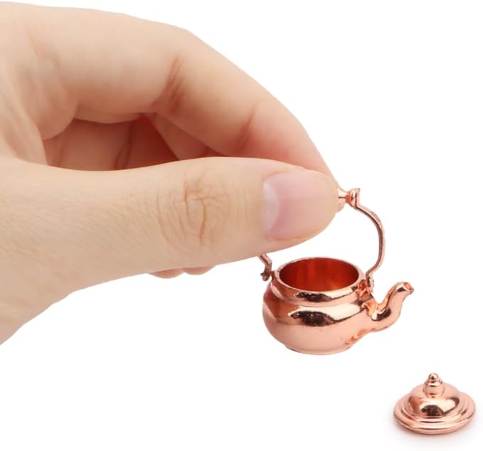 Dollhouse Miniature Vivid Teapot Tea Kettle 1:12 Scale Kitchen Copper Model - Image 6