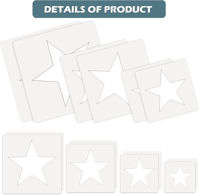 Teling 14 Pieces Large Stencil for Painting on Wood Plastic 5 Point Template - Image 3