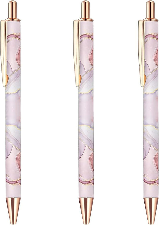 Ballpoint Pen 3Pcs Click Black Ink Metal Retractable 1.0 mm Medium Ballpoint by Scribesense