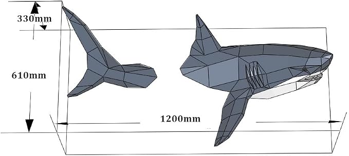 Shark on Wall Paper Sculpture, Right side, Pre-cut DIY Papercraft Kit, Handmade - Image 8