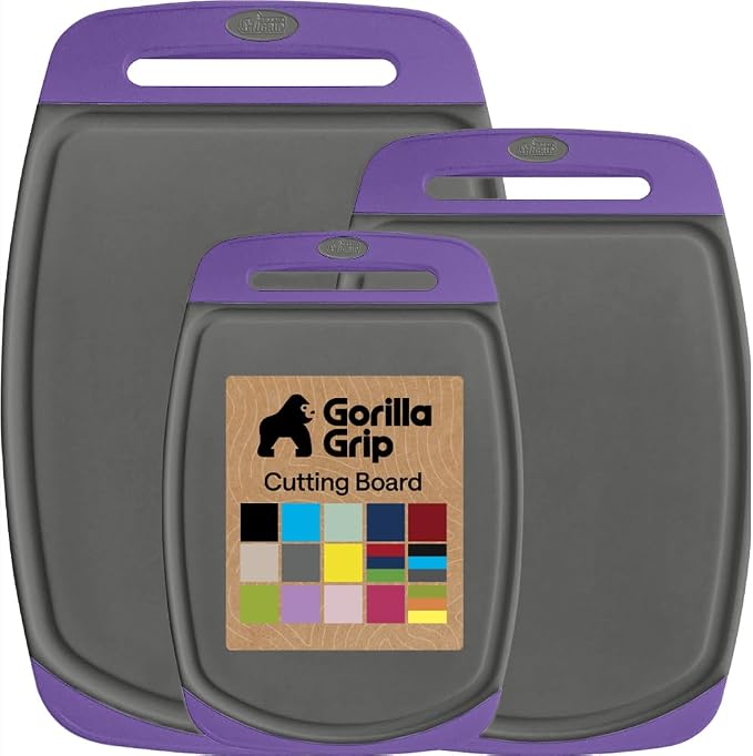 GORILLA GRIP BPA-Free Reversible Kitchen Cutting Board Set of 3, US Designed by Unknown