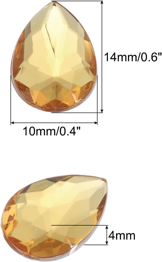 MECCANIXITY 50PCS Flat Back Acrylic Teardrop Gems 10x14mm Artificial Rhinestones - Image 2