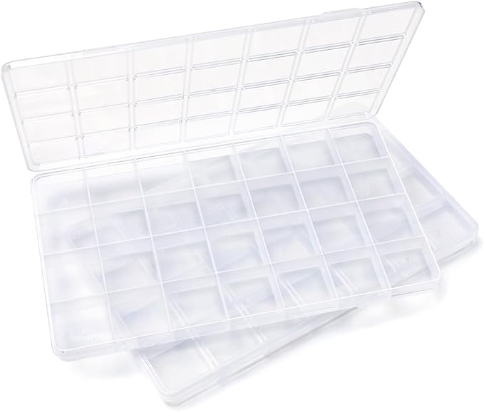 IOOLEEM 28 Grids Plastic Bead Organizer Box, Organizer Container Storage Box by IOOLEEM
