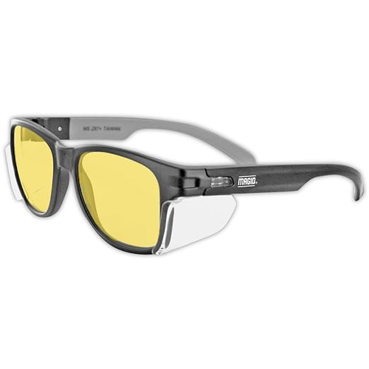 MAGID Y50 Safety Glasses for Construction | Black Frame — 48-Pack, Amber Lens | by MagidGloveSafety