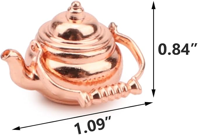 Dollhouse Miniature Vivid Teapot Tea Kettle 1:12 Scale Kitchen Copper Model - Image 9