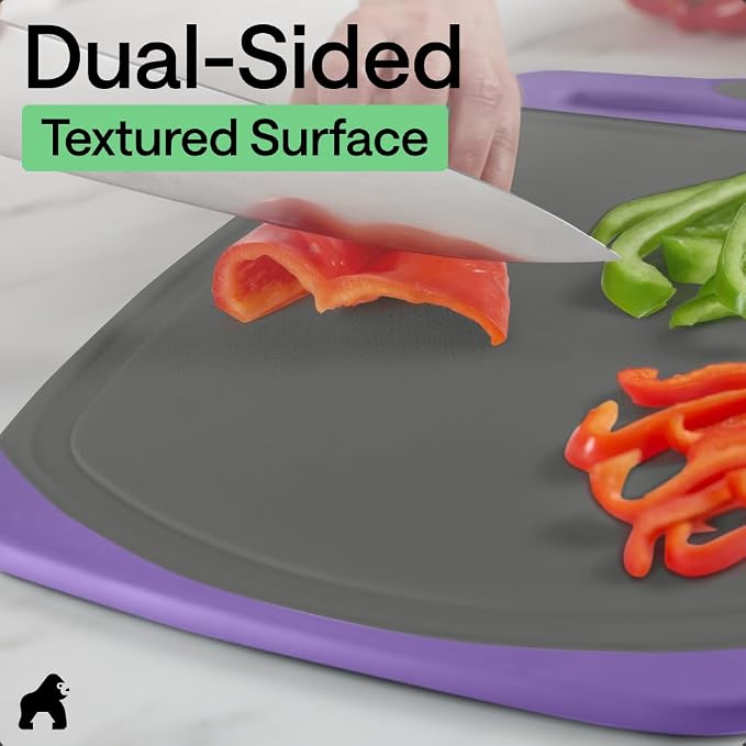 GORILLA GRIP BPA-Free Reversible Kitchen Cutting Board Set of 3, US Designed - Image 6