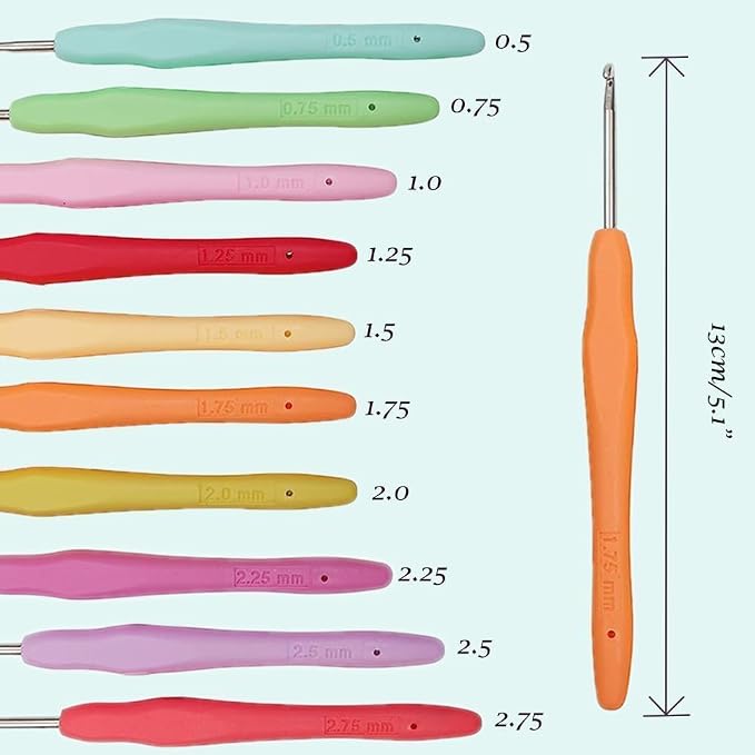 Yarniss 10 Size Small Crochet Hooks, Ergonomic Crochet Hooks - Image 3