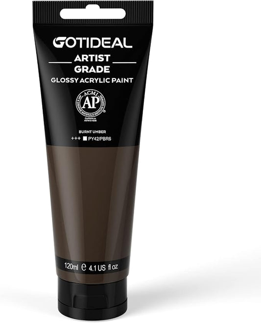 GOTIDEAL Acrylic Paint Burnt Umber Tubes Brown Paint Non Toxic Non Fading by GOTIDEAL