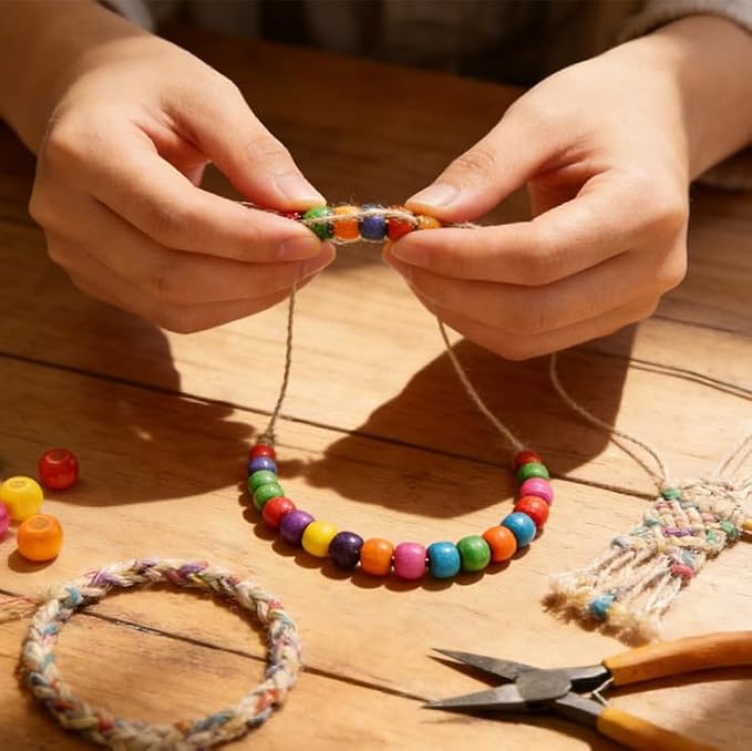 1000Pcs Colourful Wooden Beads Round Paint Wooden Beads Spacer Bead - Image 6