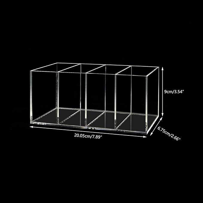 HSYMQ Acrylic Pen Holder 4 Compartments Clear Pencil Holder Organizer Makeup - Image 6