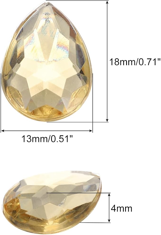 MECCANIXITY 50PCS Flat Back Acrylic Teardrop Gems 13x18mm Artificial Rhinestones - Image 2