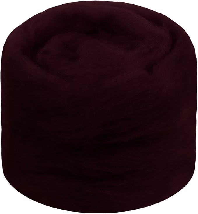 JeogYong Needle Felting Wool, 1.76oz Wool Roving Chunky Wool Yarn, Dark Maroon by JeogYong