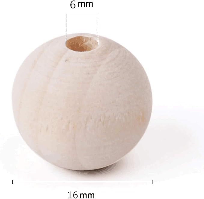 100pcs 16mm Natural Wood Beads Unfinished Round Wooden Loose Spacer - Image 3