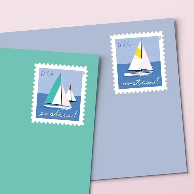 United States Postal Service Sailboats 2023 Blue Rectangular Postcard Stamps - Image 4
